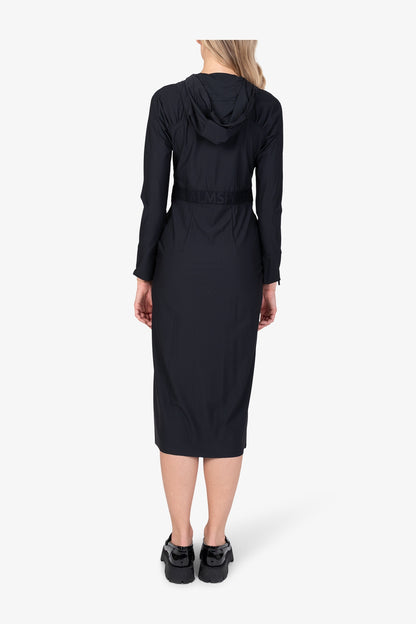 連帽縮褶拉鏈連衣裙