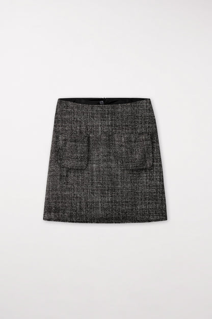 Tweed Skirt with Patch Pockets