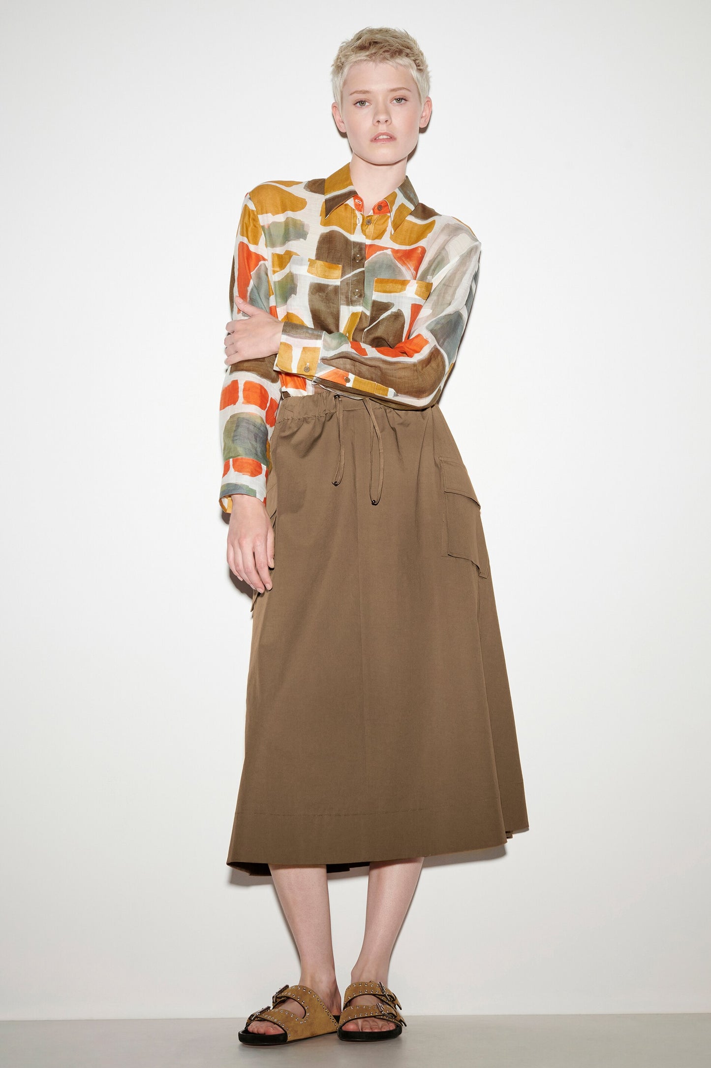 Cargo Style Godet Skirt