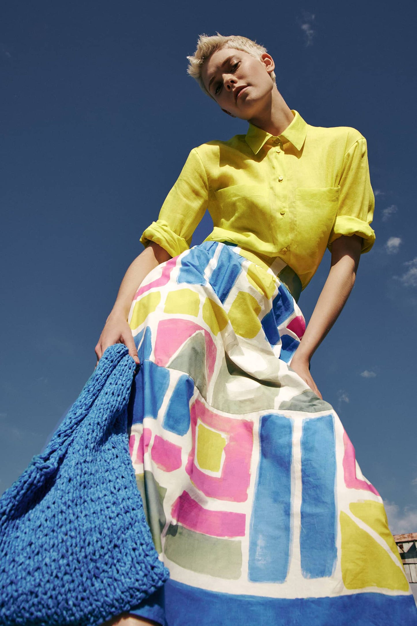 Midi Skirt with Ethnic Print