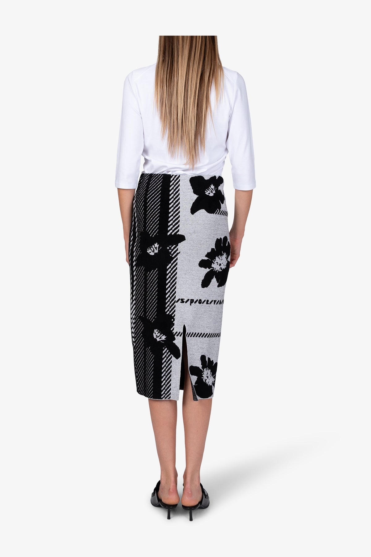 格紋花朵提花半身裙