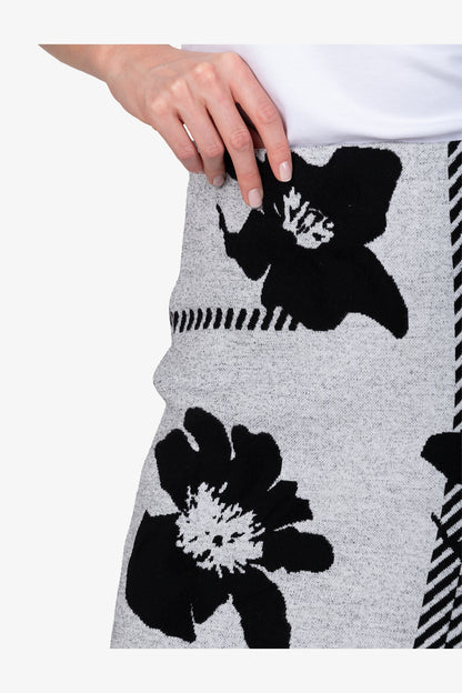 格紋花朵提花半身裙