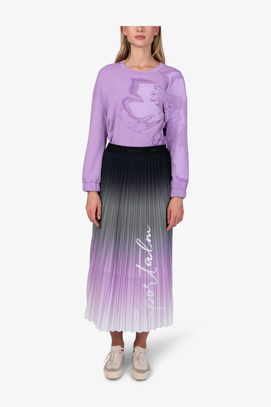 漸變色象形字鋼琴褶半身裙