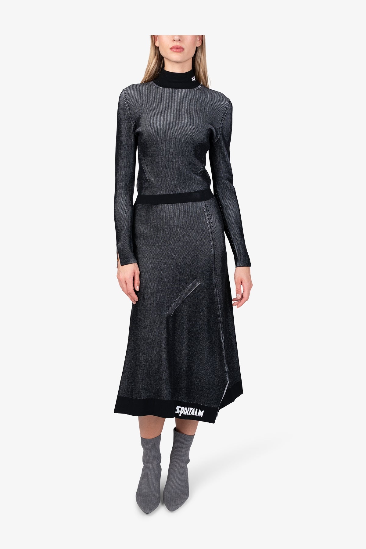 鬆緊腰Logo印字半身裙