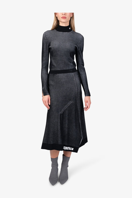 鬆緊腰Logo印字半身裙