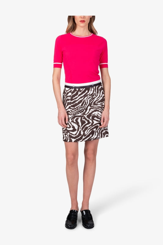 Cotton Mini Skirt with Zebra Design