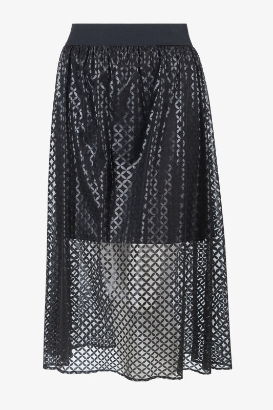 幾何印花網紗半身裙