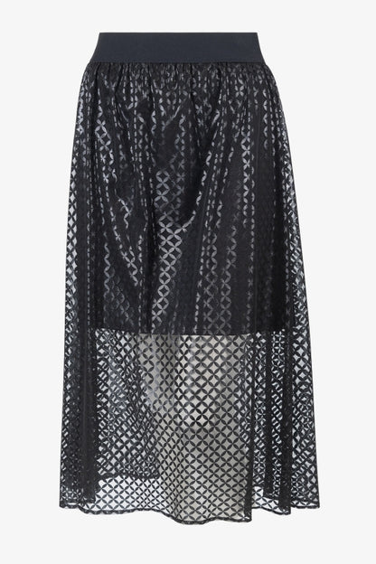 幾何印花網紗半身裙