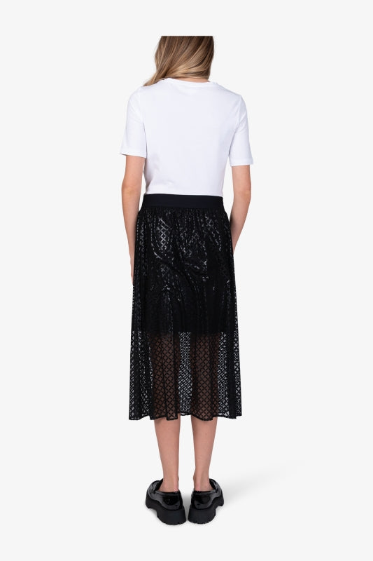 幾何印花網紗半身裙