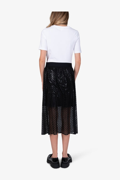 幾何印花網紗半身裙