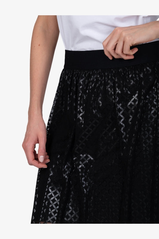 幾何印花網紗半身裙