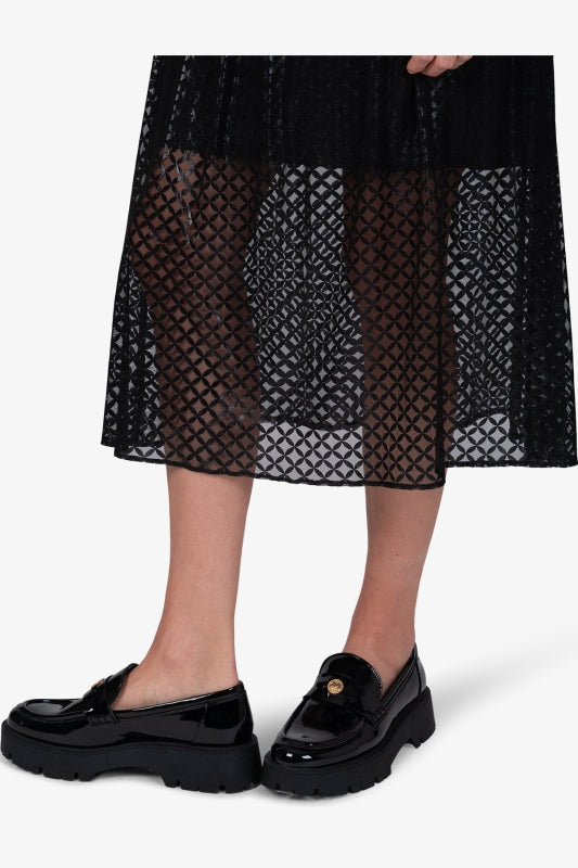 幾何印花網紗半身裙