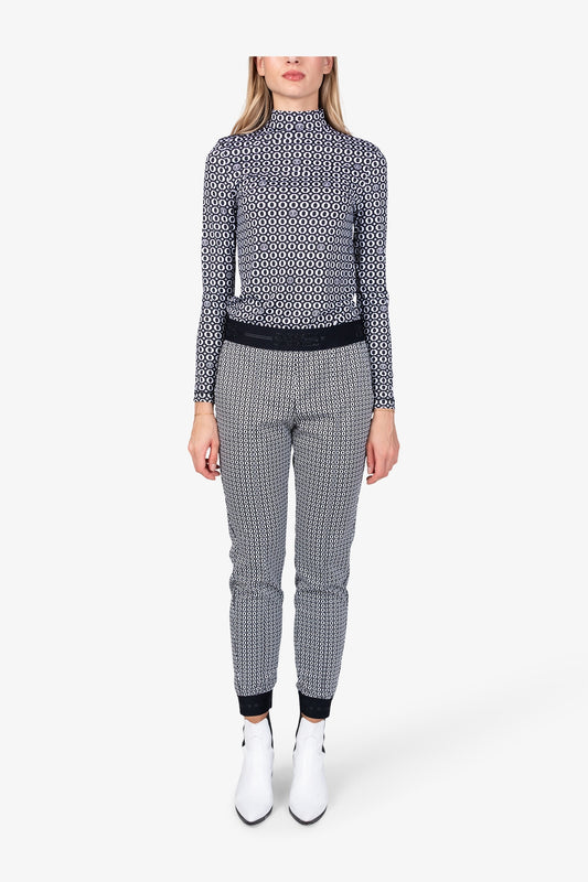 幾何圖案鬆緊腰長褲