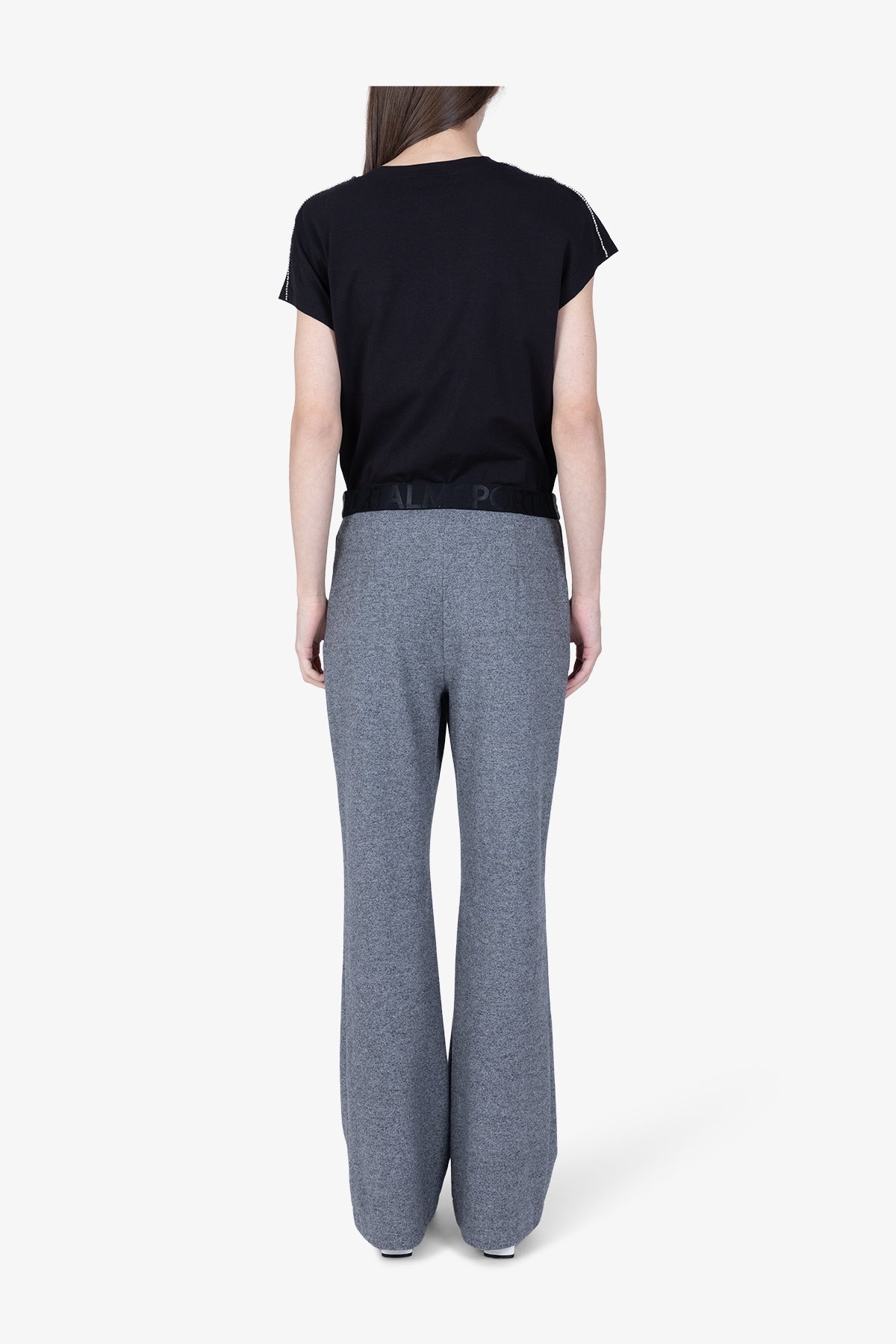 不對稱腰闊腿長褲