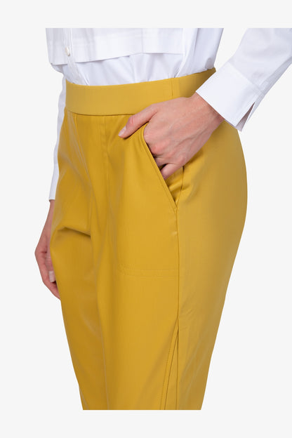 鬆緊腰人造皮革長褲