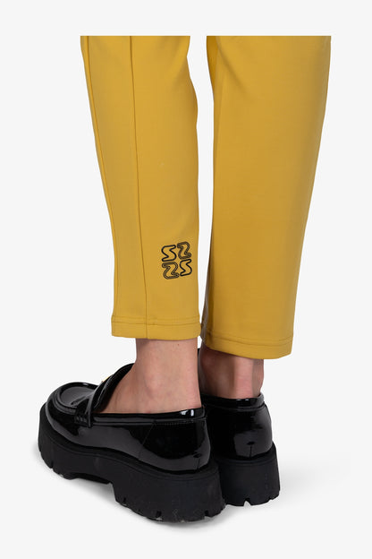 鬆緊腰人造皮革長褲