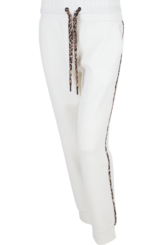 豹紋側飾邊鬆緊腰休閒褲