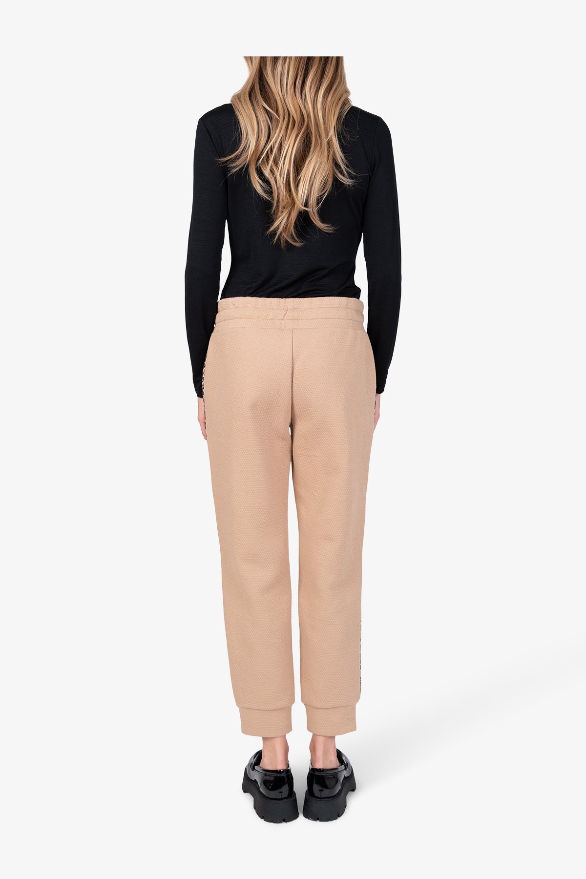 豹紋側飾邊鬆緊腰休閒褲