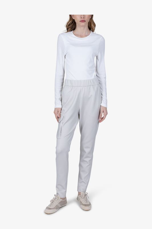 鬆緊腰豹紋印花翻蓋大口袋休閒褲