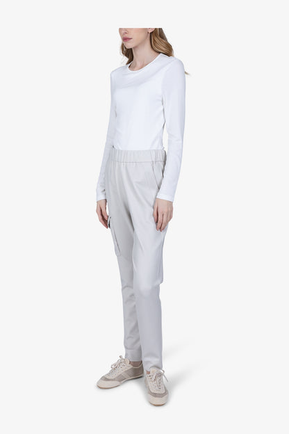 鬆緊腰豹紋印花翻蓋大口袋休閒褲