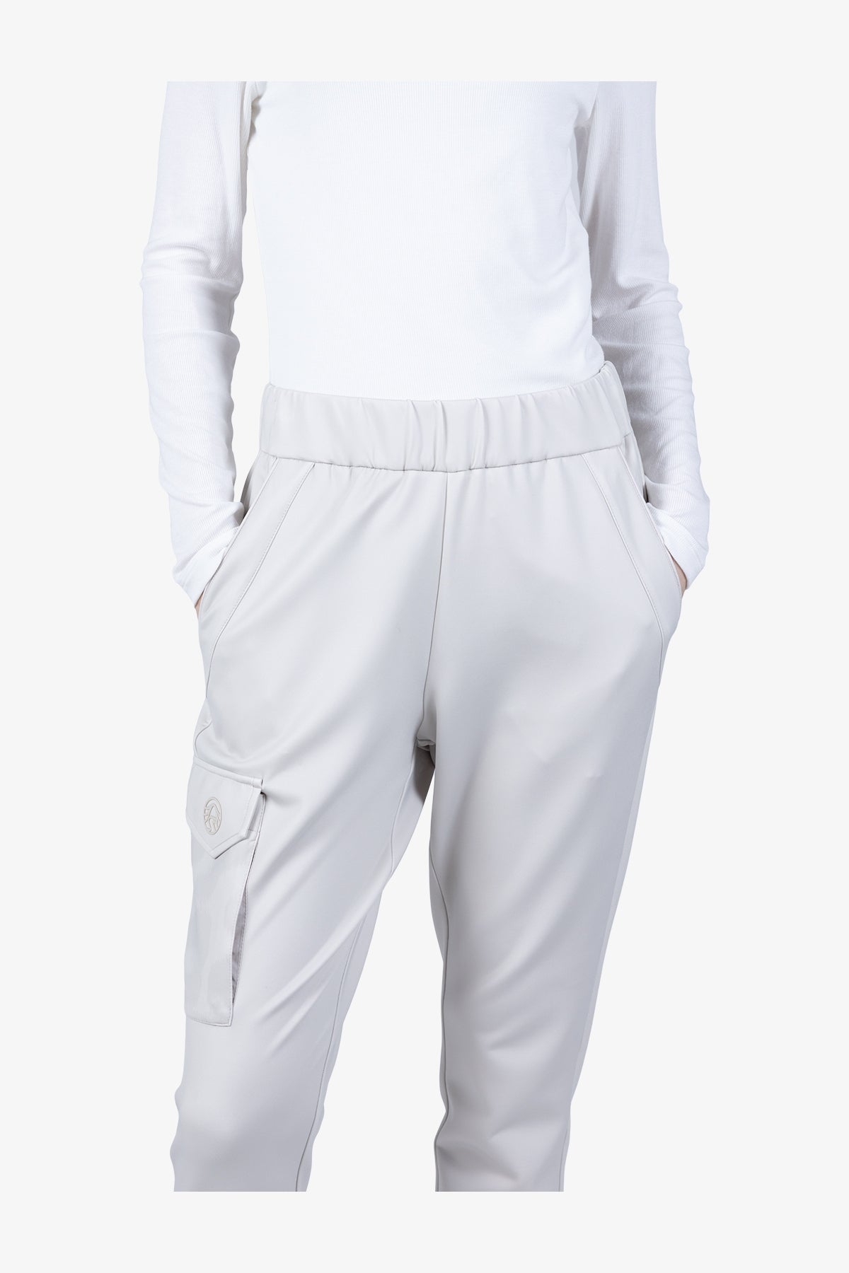 鬆緊腰豹紋印花翻蓋大口袋休閒褲