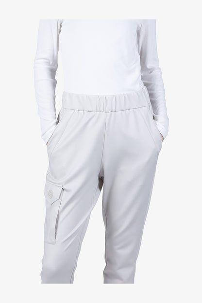 鬆緊腰豹紋印花翻蓋大口袋休閒褲