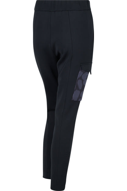 鬆緊腰豹紋印花翻蓋大口袋休閒褲