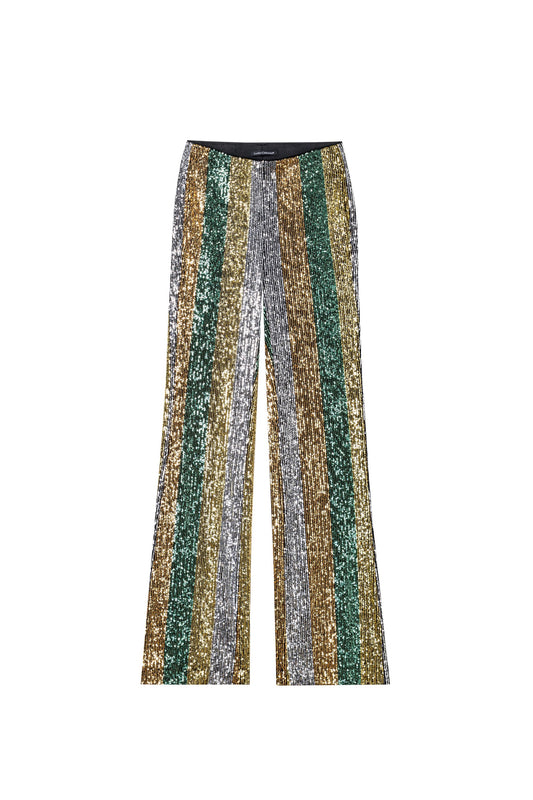 Flared Pants with  stripy Sequins