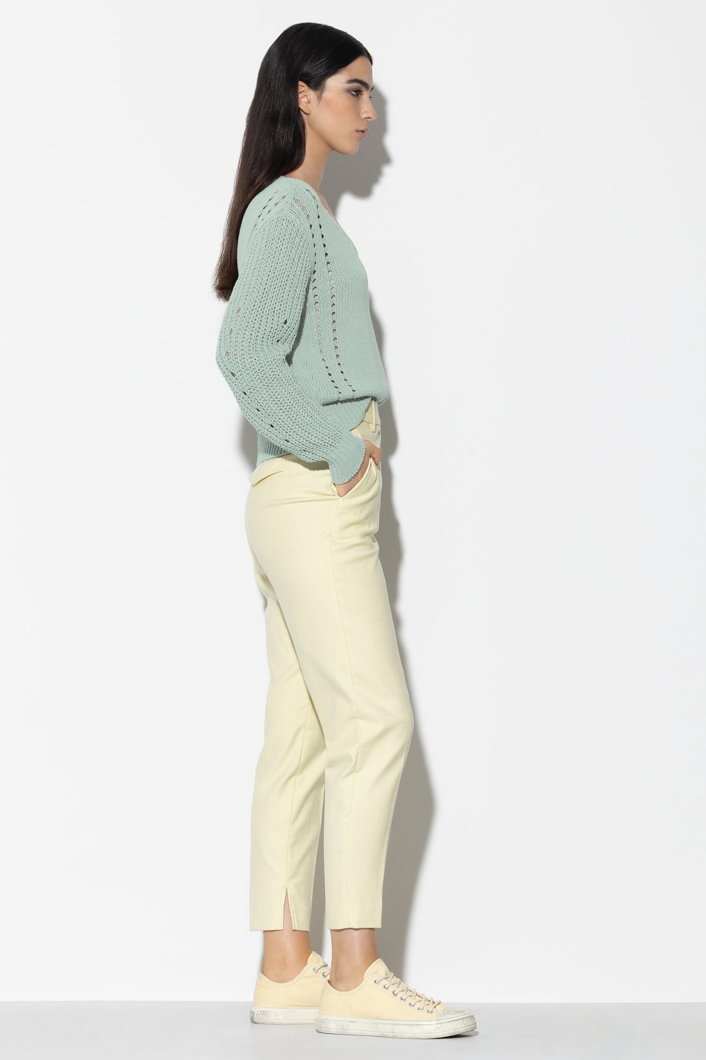 Stretch Cotton Tapered Pants