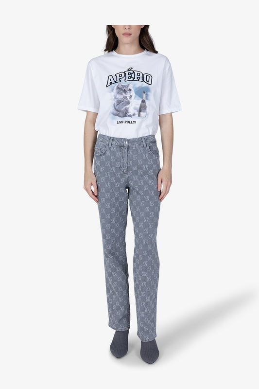 格紋圖案修身長褲