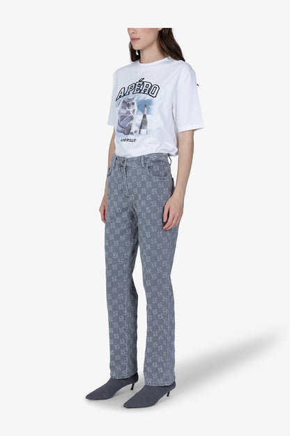 格紋圖案修身長褲