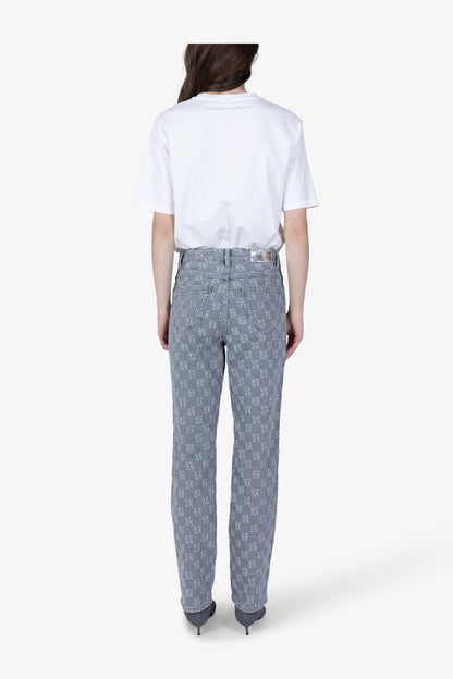 格紋圖案修身長褲