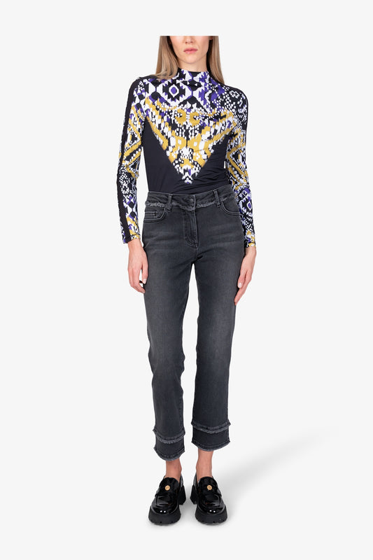 流蘇飾邊洗水牛仔褲