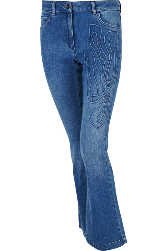 Boot-cut Jeans with Embroidery