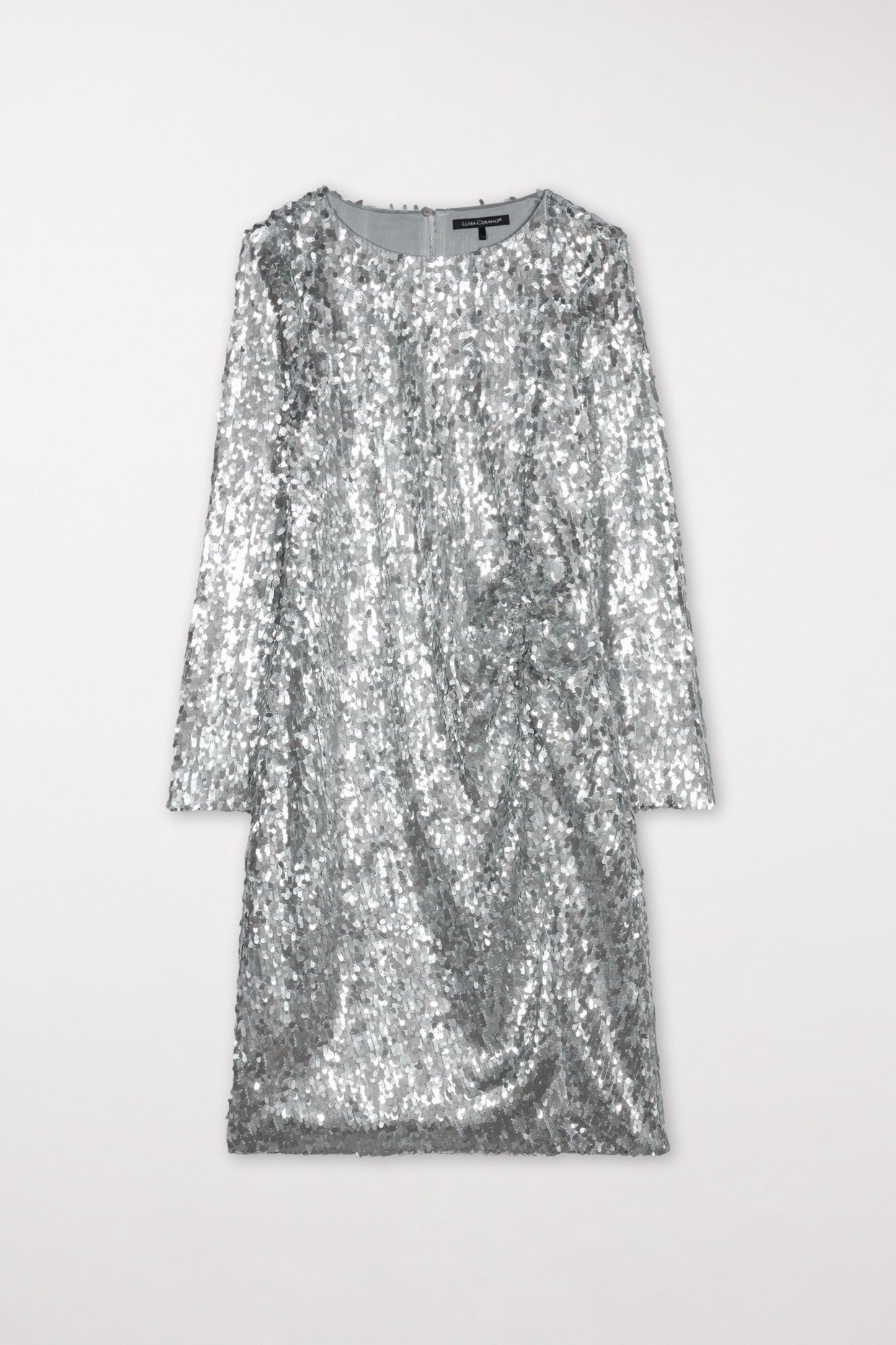 Slim-cut Mini Dress with Silver Sequins