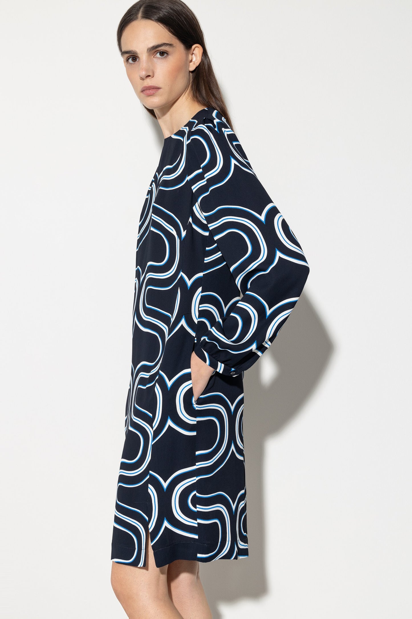 Mini Dress with Wave Print