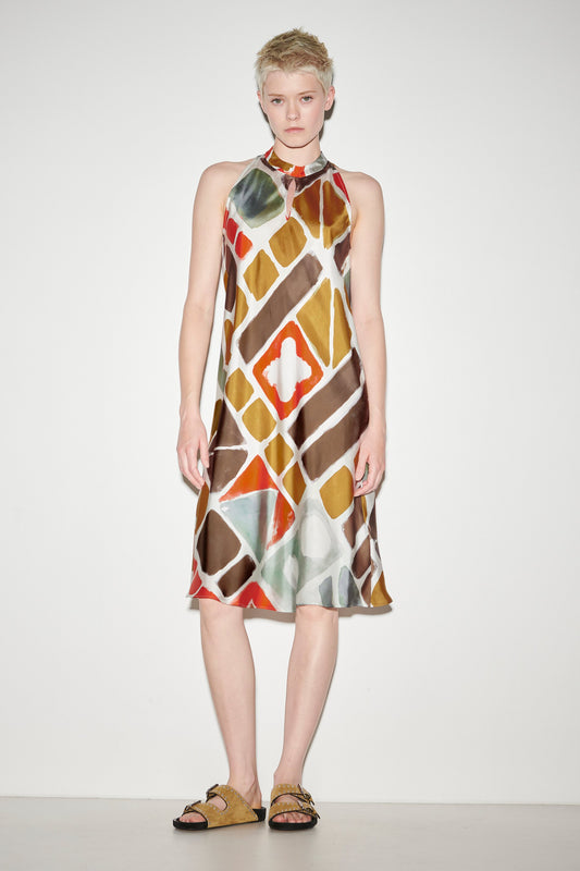 Slip Dress with Ethnic Print