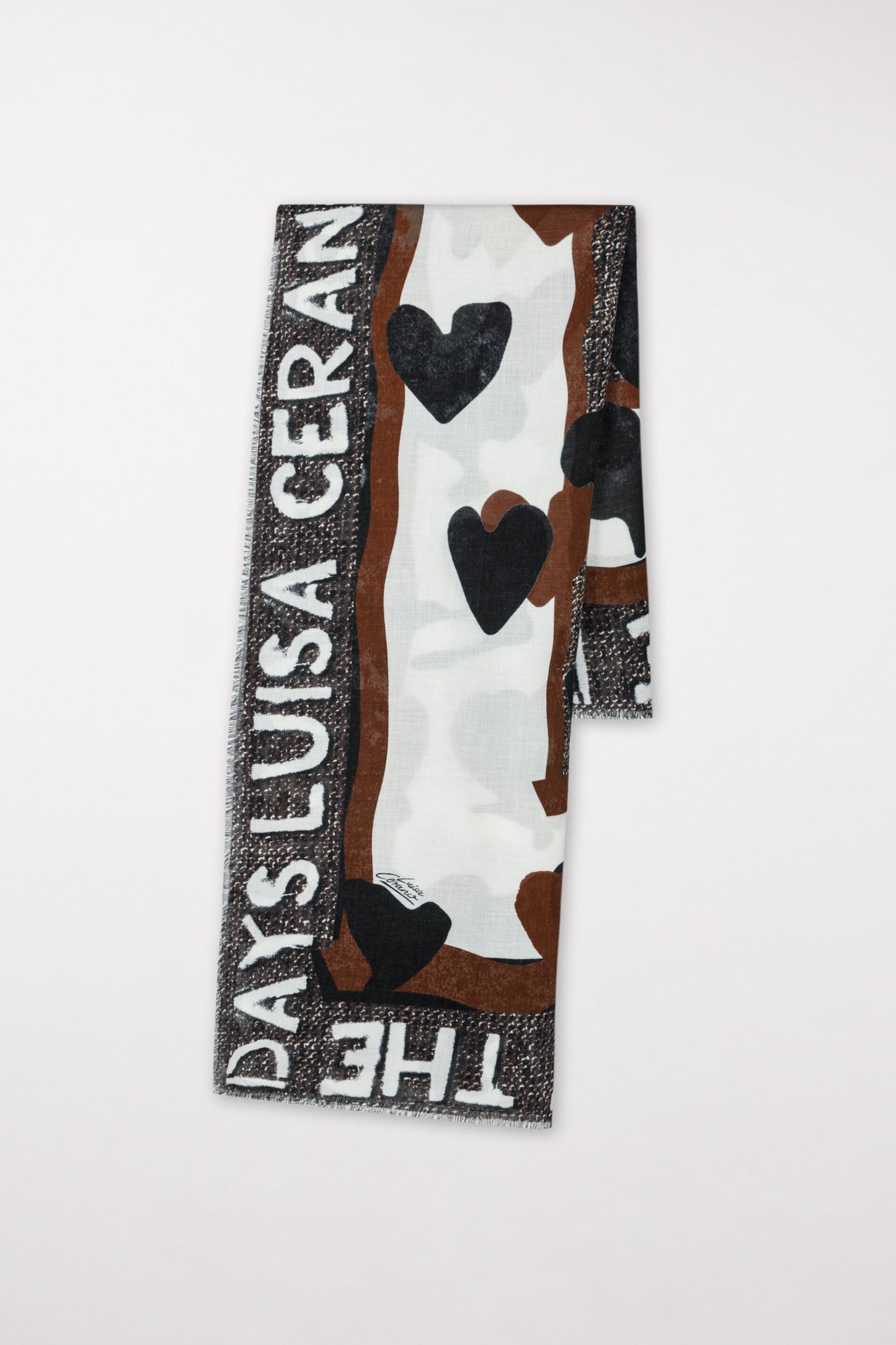 Large Scarf with Letter -Heart Print
