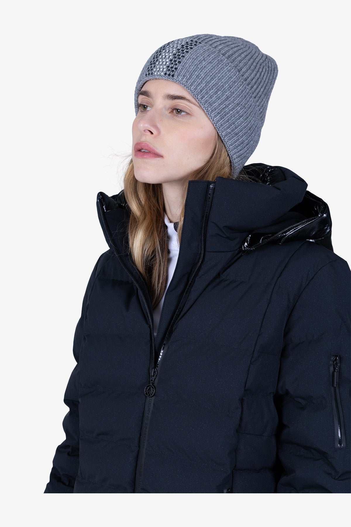 萊茵石裝飾羊毛針織帽