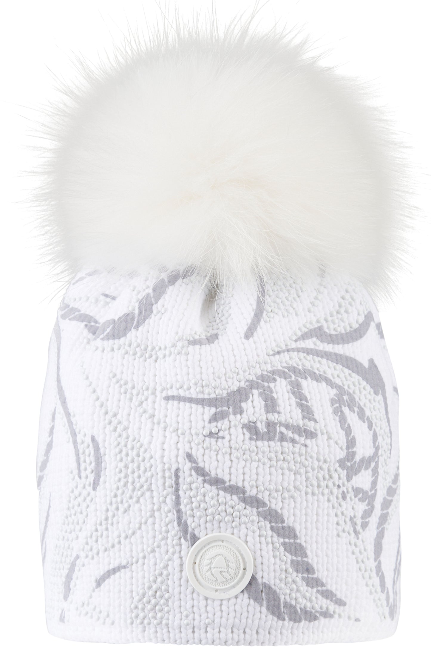 Knit Hat with Real Fur Pom-pom