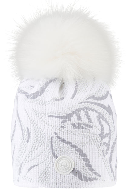 Knit Hat with Real Fur Pom-pom