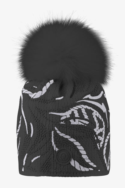 Knit Hat with Real Fur Pom-pom