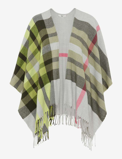 V領彩色格紋斗篷