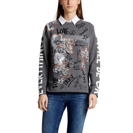 Printed sweatershirt with beads decorations