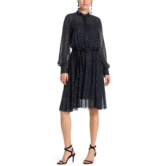 Dress with silver foil particles