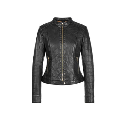 Leather jacket with rivets