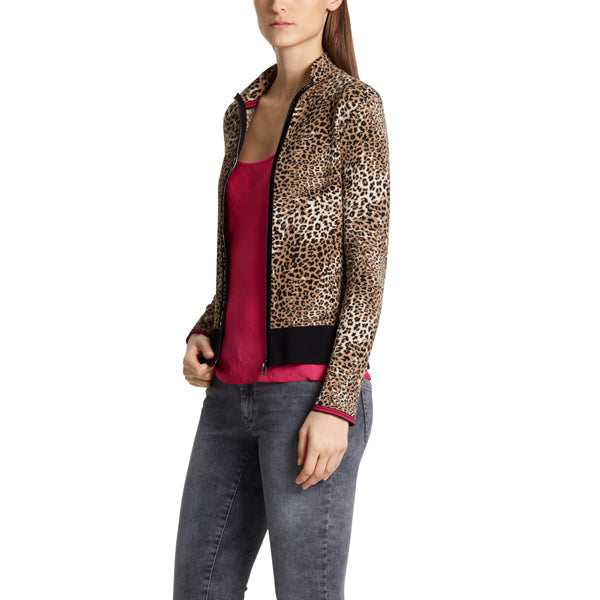 Jacquard jacket with leopard pattern