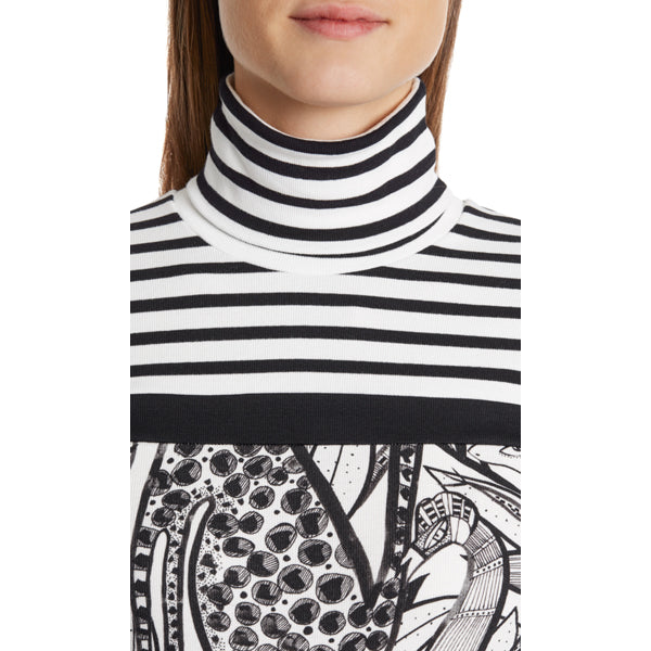 Roll-neck top with mixed patterns