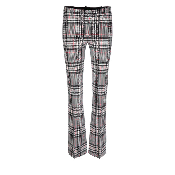 Checkered pants with flare hem