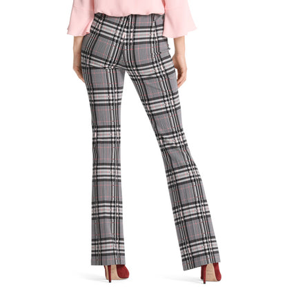 Checkered pants with flare hem
